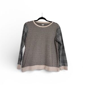 Women's Lands End Houndstooth Sweater - Brown, Black and Cream Sz S/P